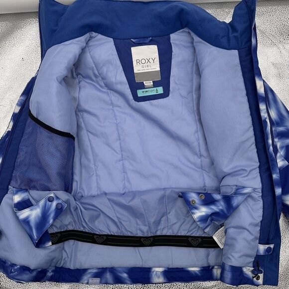 Roxy Girl Jetty Snowboarding Ski Jacket 10 M Hooded Waterproof Blue Floral Coat - Picture 8 of 13